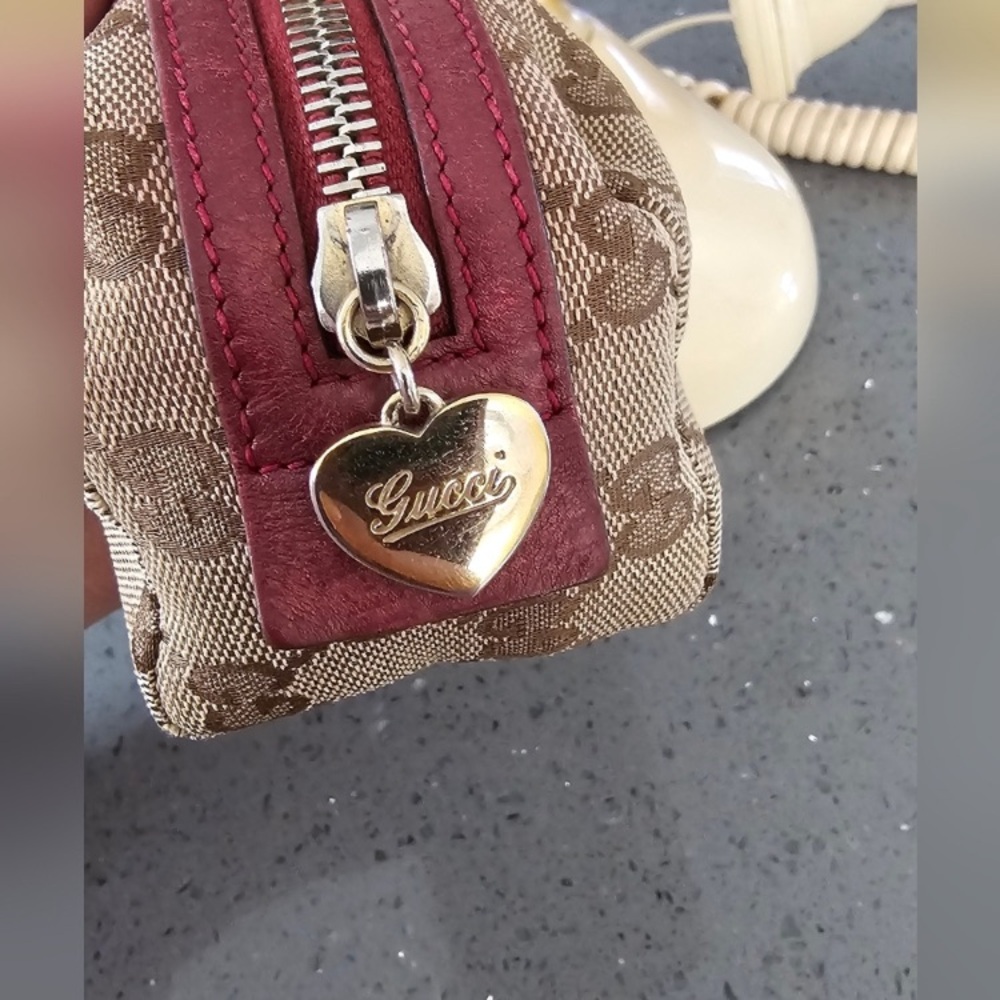 GUC Gucci GG Canvas Cosmetic Pouch Vanity Blown Red - Picture 6 of 14